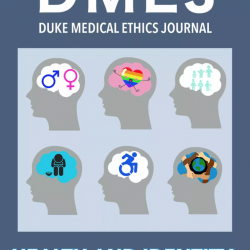 DMEJ Duke Medical Ethics Journal - picture of six heads in profile with symbols on them - Health and identity: who we are and the care we receive